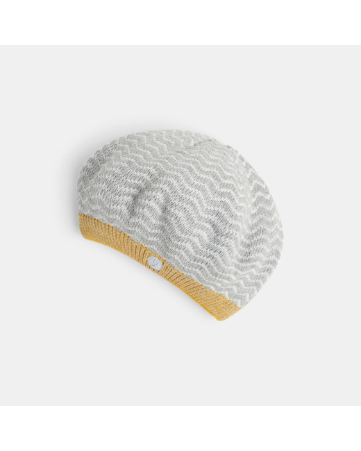 Béret en tricot zig-zag gris fille