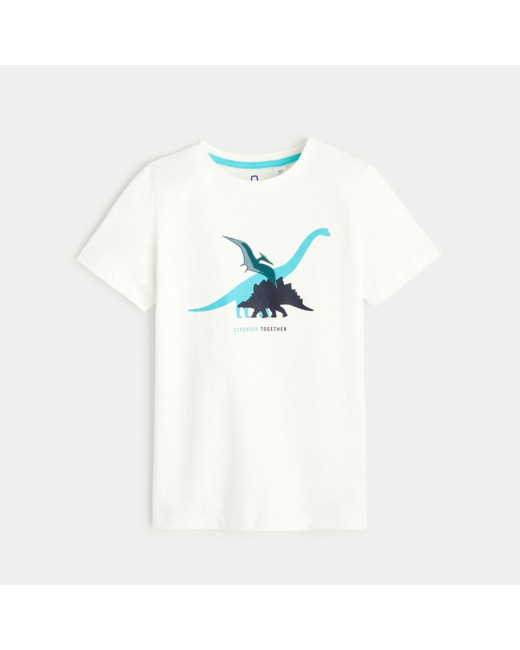 T-shirt motif dinosaures blanc garçon