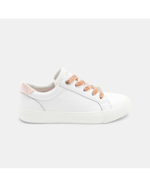 Tennis cuir à lacets velours blanches fille