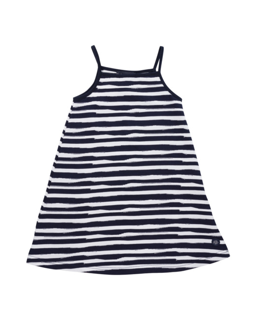 Robe rayé Kids - coton léger - Marine Deep/Blanc
