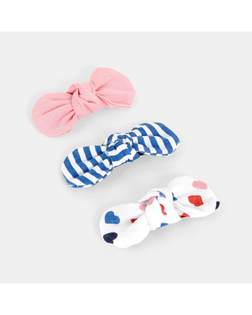 Barrettes nœud papillon (lot de 3) rose fille