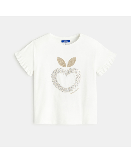 T-shirt à sequins motif pomme blanc fille
