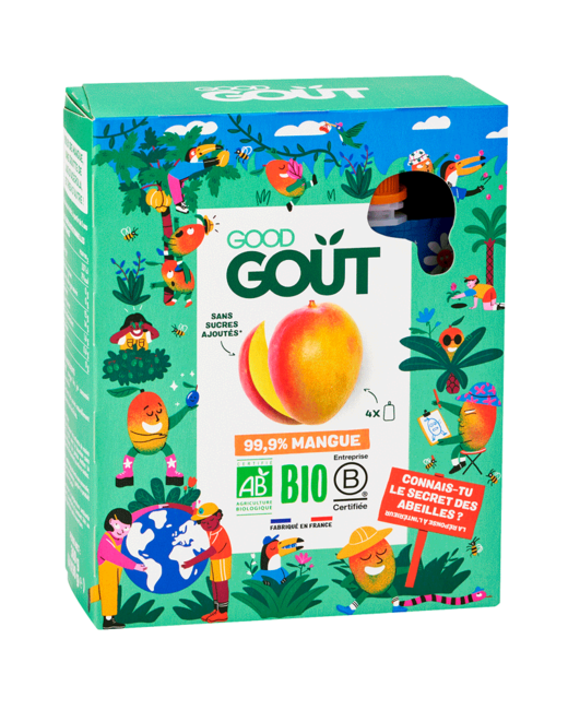 Pack de 4 compotes sans sucres ajoutés Mangue Bio