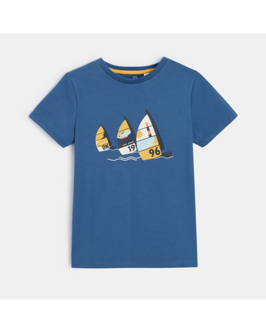 T-shirt manches courtes à motif Voiliers bleu garçon