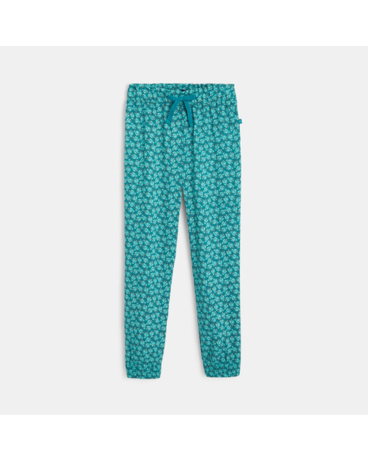 Pantalon fluide imprimé feuillages vert fille