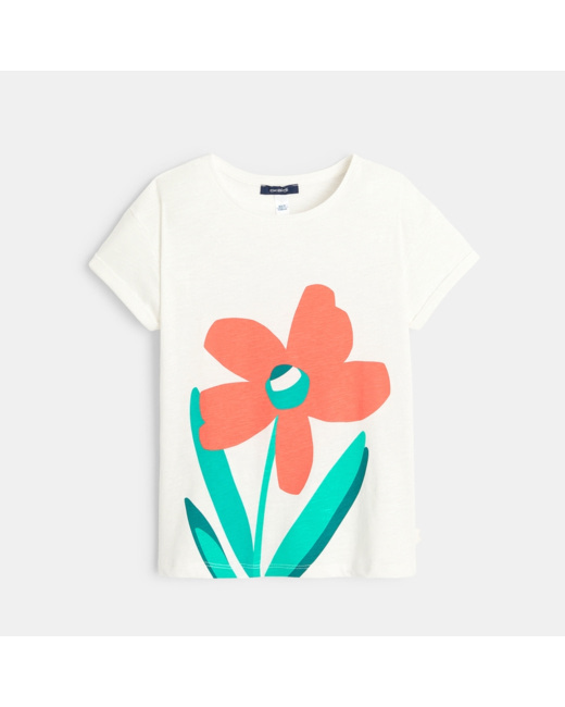 T-shirt à motif fleuri orange fille