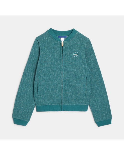 Teddy zippé irisé turquoise fille