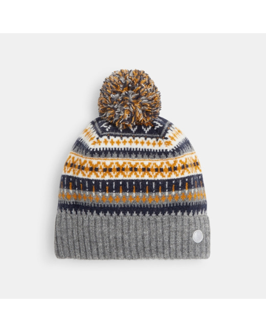 Bonnet à pompon en jacquard gris garçon