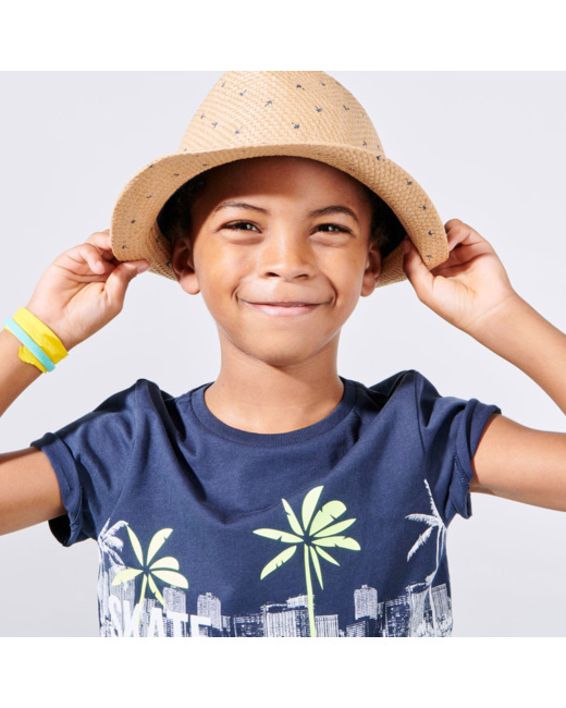 Chapeau de soleil tressé marron garçon