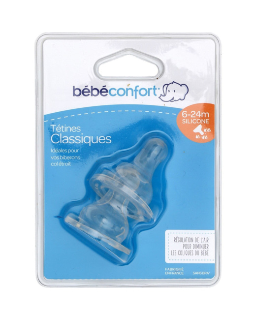 Lot de 2 tétines classiques en silicone 6-24 mois