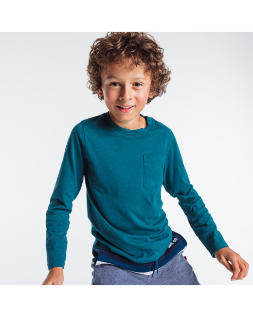 T-shirt uni en coton turquoise garçon