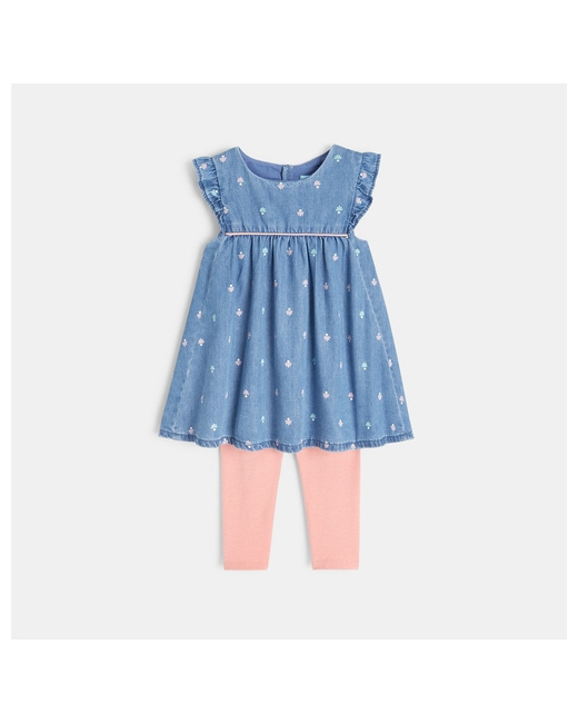 Robe fleurie denim et legging