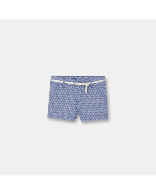 Short imprimé ceinturé bleu fille