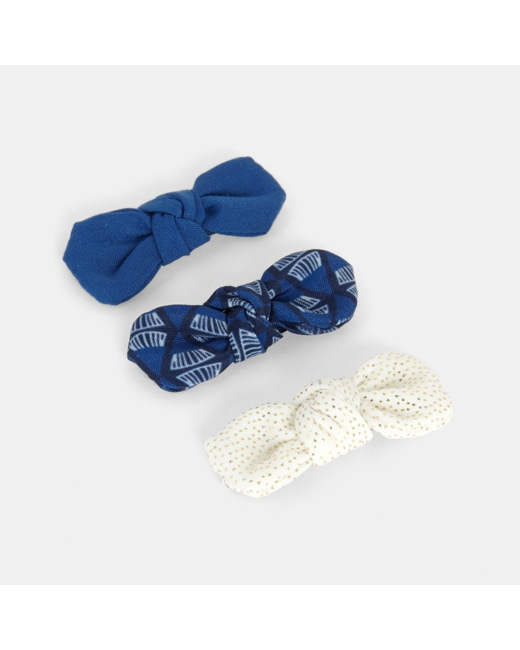 Barrettes nœud papillon (lot de 3) bleu fille