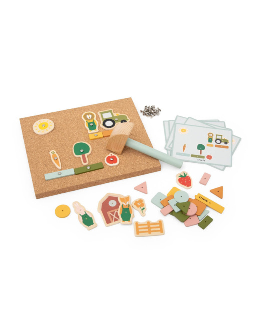 Jeu de clous bébé en bois Ferme multi