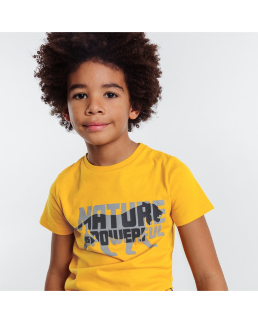 T-shirt animal à message jaune garçon