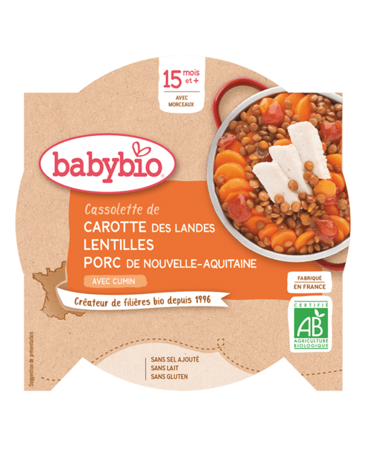 Cassolette de Carotte des Landes Lentilles du Gers Porc de Nouvelle-Aquitaine au Cumin