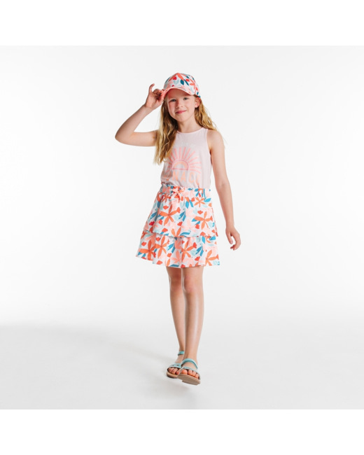 Jupe volantée imprimée orange fille