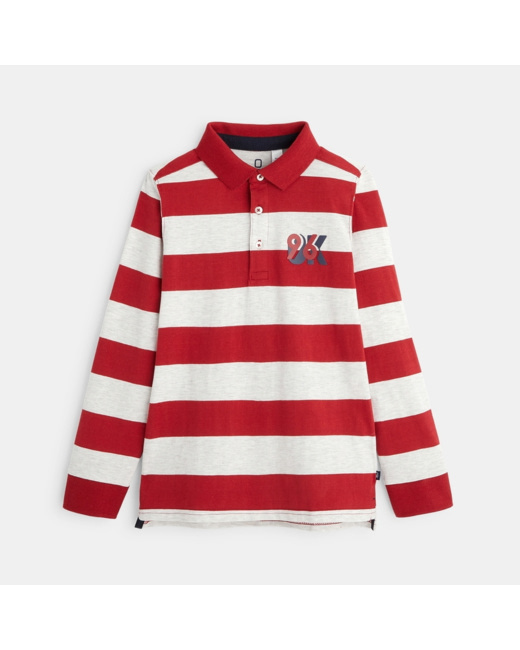 Polo rayé à manches longues OK96 rouge garçon
