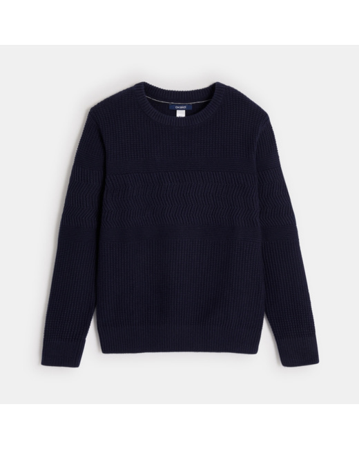 Pull côtelé fantaisie bleu garçon