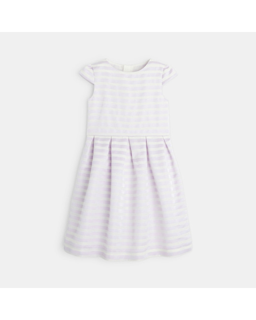 Robe chic rayée satinée violette fille