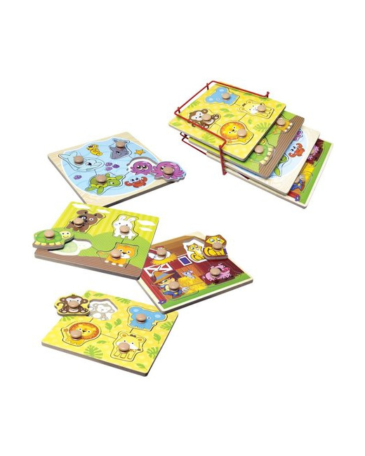 Puzzles en bois 4 pièces - Bébés animaux
