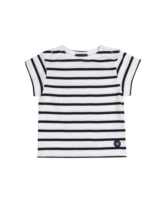 Marinière Baby - coton léger - Blanc/Marine Deep