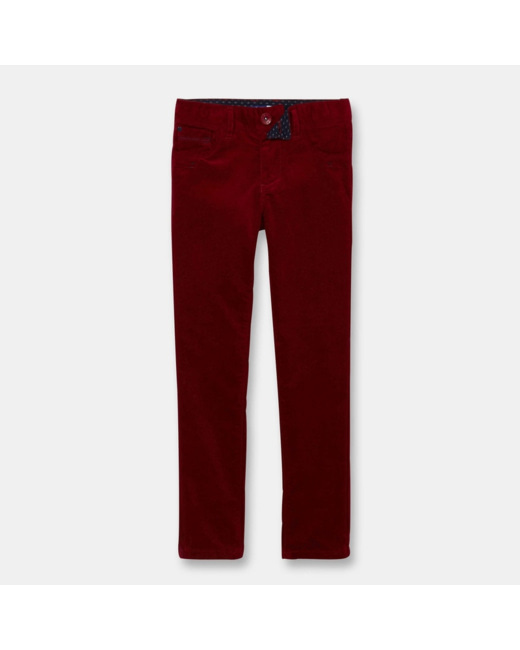 Pantalon slim en velours rouge garçon