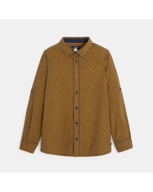 Chemise à carreaux à manches ajustables jaune garçon