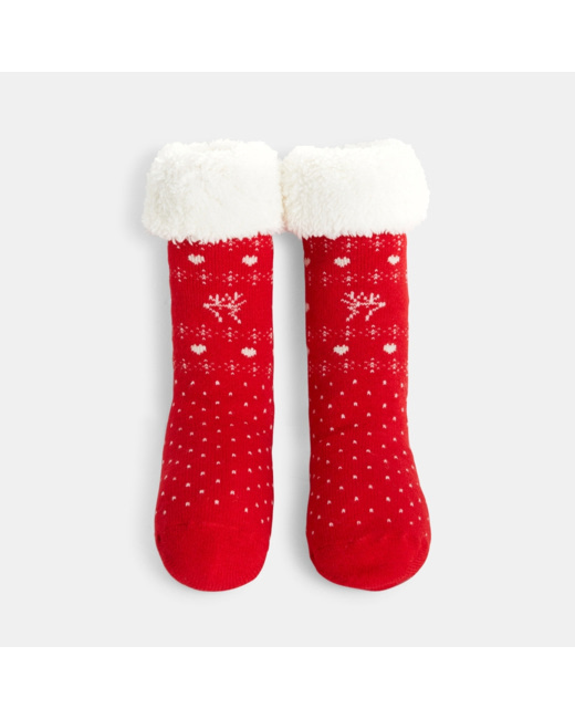 Chaussons-chaussettes antidérapantes rougess fille
