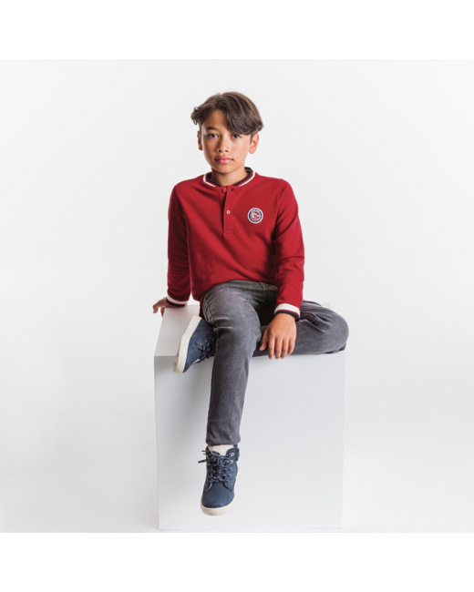 T-shirt manches longues à écusson rouge garçon