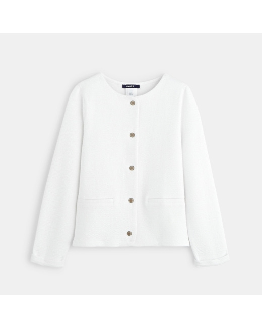 Gilet molleton pressionné blanc fille