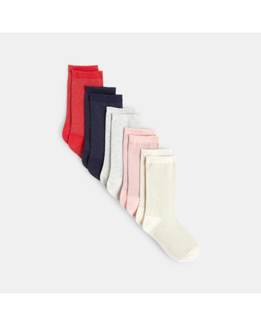 Chaussettes à paillettes (lot de 5) roses fille