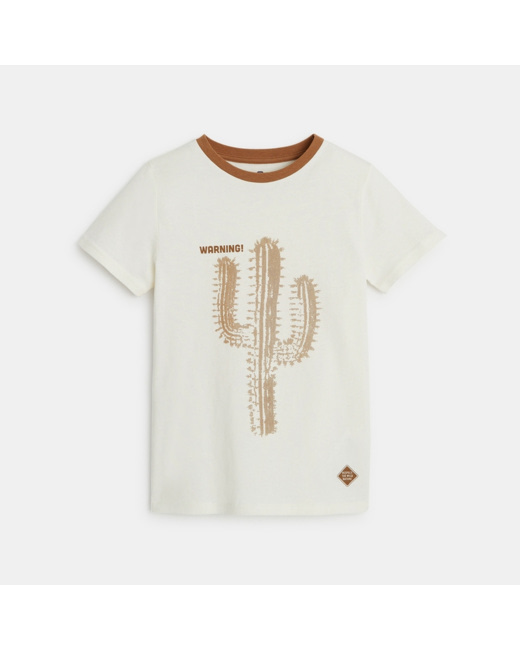 T-shirt manches courtes motif cactus blanc garçon