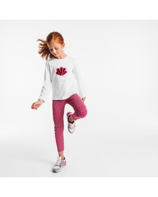 Legging imprimé "petit feuillage" rose fille