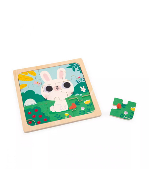 Puzzle Lapin Blanc - 9 pièces en bois