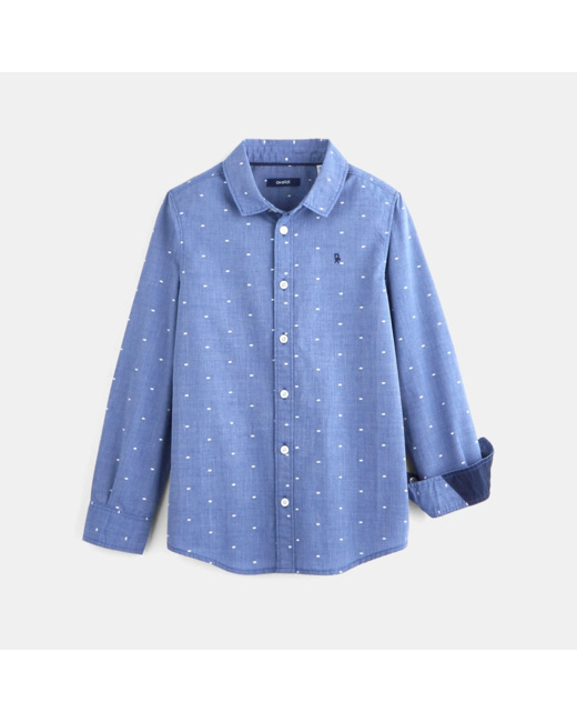Chemise à petits motifs blanche garçon