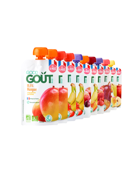 Pack 10 gourdes compote bébé bio sans sucres ajoutés