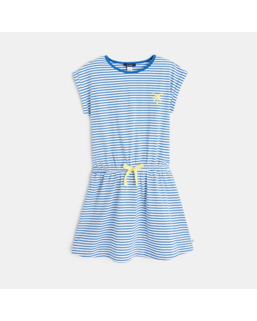 Robe rayée en jersey bleue fille