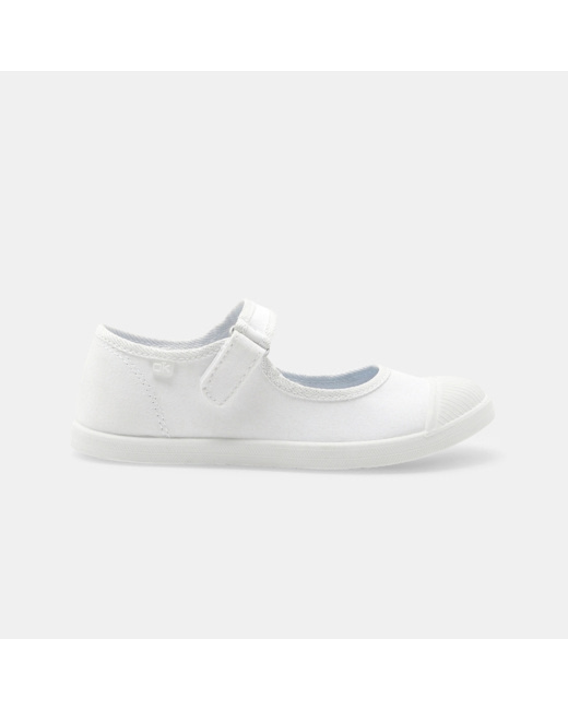 Tennis ballerines toile blanches fille