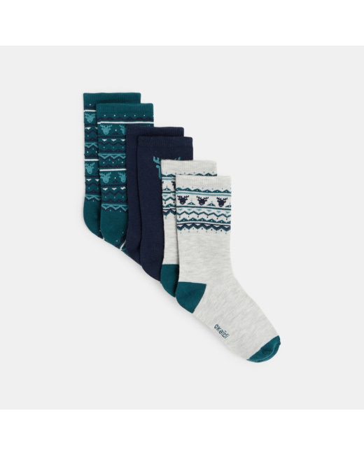Chaussettes à motifs scandinaves (lot de 3) vertes garçon