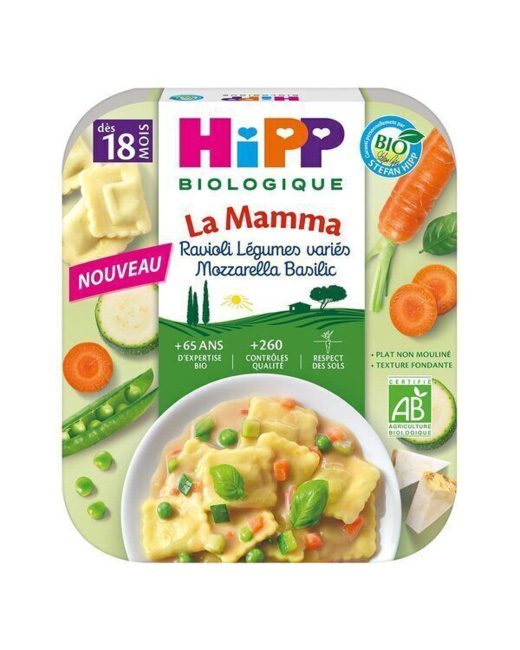 Assiette raviolis légumes mozza bio