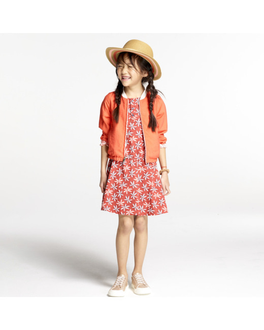 Robe fluide imprimé palmiers orange fille