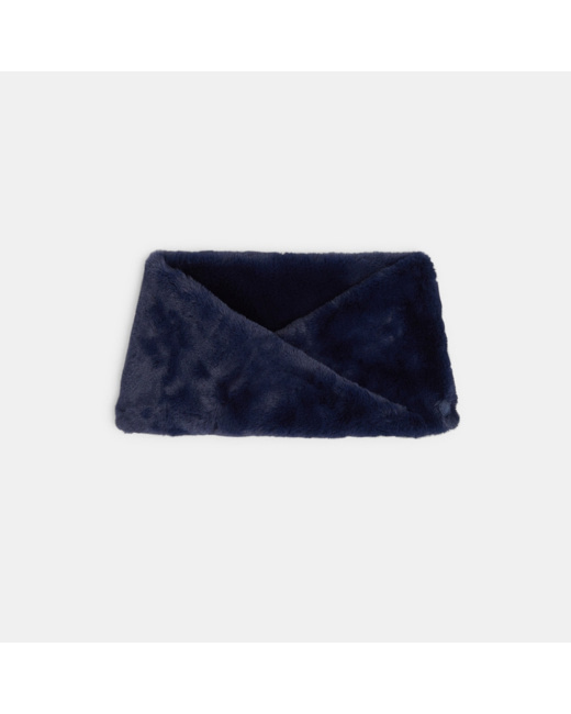 Snood twisté en fausse fourrure bleu fille
