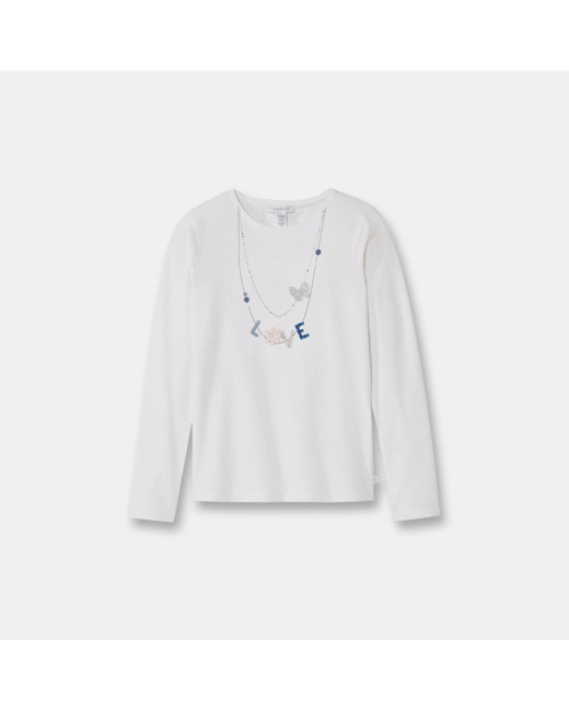T-shirt avec patch interchangeable blanc fille