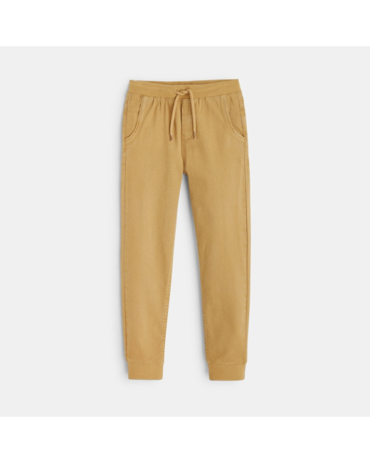 Jogpant uni en toile stretch beige garçon