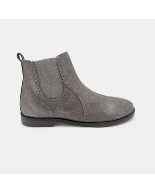 Boots chelsea cuir festonnées grises fille