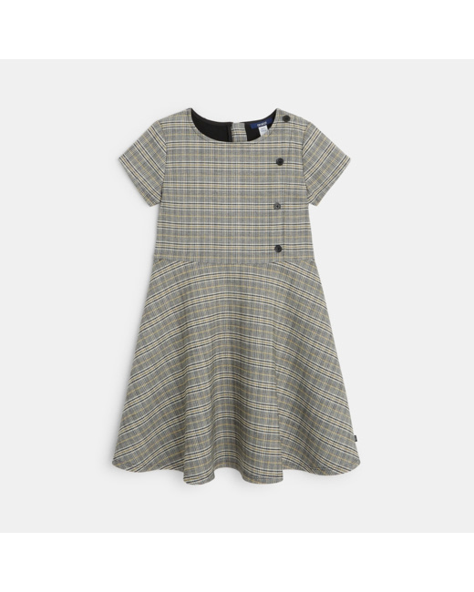 Robe rétro à carreaux grise fille