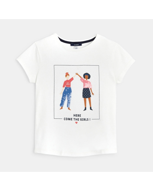 T-shirt à message "Here come the girls" fille