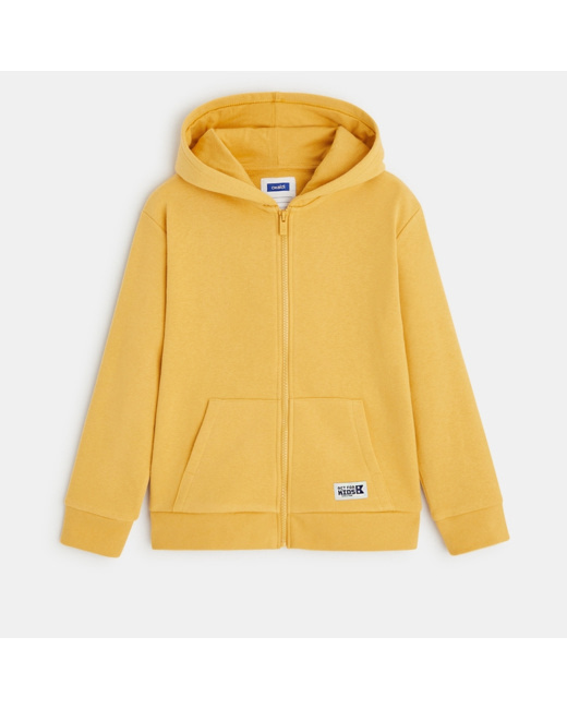 Sweat zippé à capuche jaune garçon